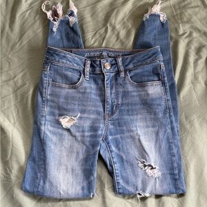 American Eagle Outfitters Super Stretch Skinny Distressed Jeans Sz 2R